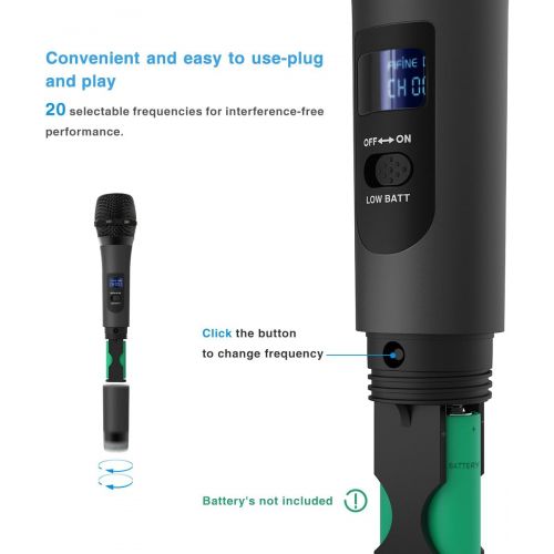  [아마존베스트]FIFINE TECHNOLOGY Wireless Microphone,Fifine Handheld Dynamic Microphone Wireless mic System for Karaoke Nights and House Parties to Have Fun Over The Mixer,PA System,Speakers-K025