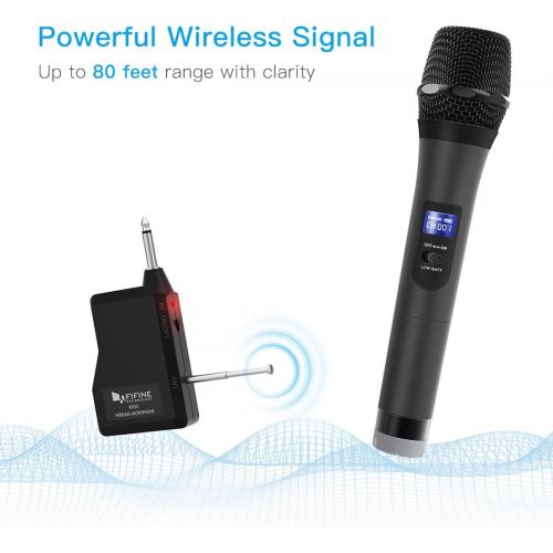  [아마존베스트]FIFINE TECHNOLOGY Wireless Microphone,Fifine Handheld Dynamic Microphone Wireless mic System for Karaoke Nights and House Parties to Have Fun Over The Mixer,PA System,Speakers-K025