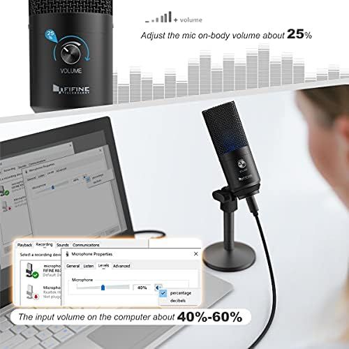  [아마존베스트]FIFINE TECHNOLOGY Fifine Podcast Microphone USB with Headphone Monitoring 3.5mm Jack and Pluggable USB Connectivity Cable for Computer,PC,Mac/Windows,Recording Voice Over, Streaming Twitch/Gaming/Yo