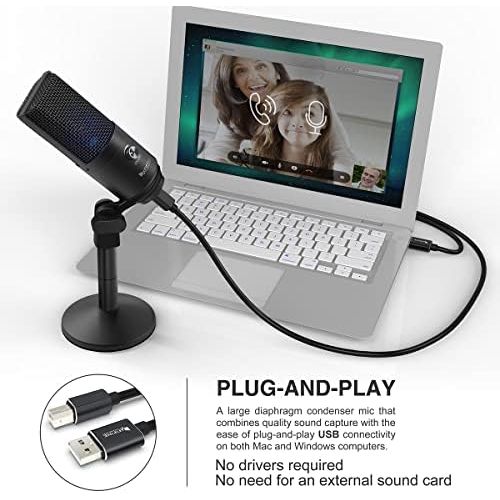  [아마존베스트]FIFINE TECHNOLOGY Fifine Podcast Microphone USB with Headphone Monitoring 3.5mm Jack and Pluggable USB Connectivity Cable for Computer,PC,Mac/Windows,Recording Voice Over, Streaming Twitch/Gaming/Yo