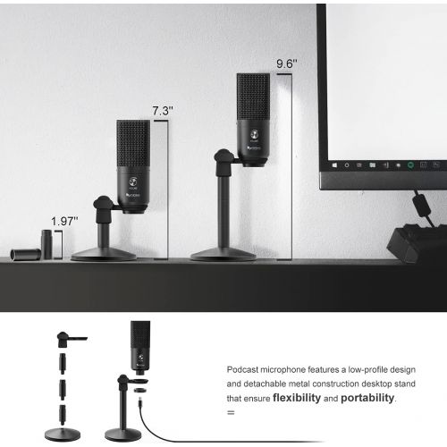  [아마존베스트]FIFINE TECHNOLOGY Fifine Podcast Microphone USB with Headphone Monitoring 3.5mm Jack and Pluggable USB Connectivity Cable for Computer,PC,Mac/Windows,Recording Voice Over, Streaming Twitch/Gaming/Yo