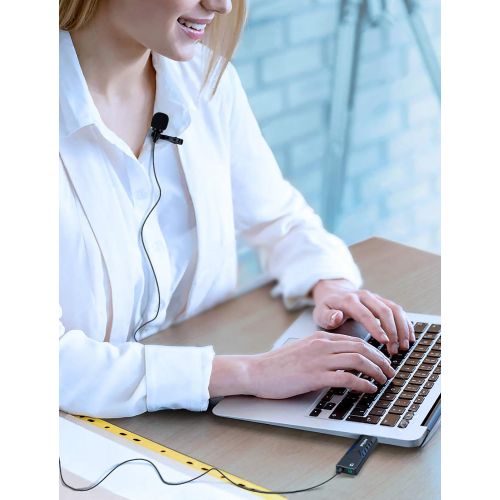  [아마존베스트]FIFINE TECHNOLOGY USB Lavalier Lapel Microphone,Fifine Clip-on Cardioid Condenser Computer mic Plug and Play USB Microphone with Sound Card for PC and Mac-K053