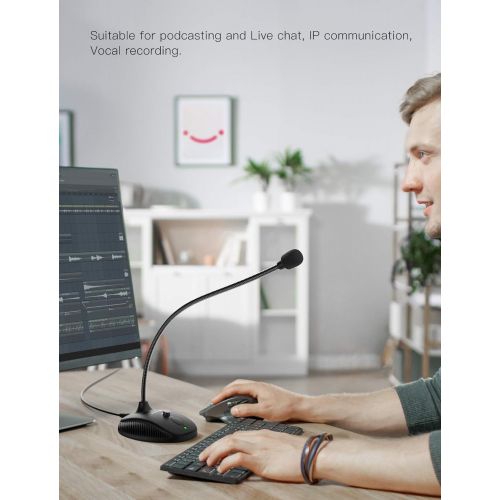  FIFINE TECHNOLOGY USB Computer Microphone, Fifine Plug &Play Desktop Condenser PC Laptop Mic,Mute Button with LED Indicator, Compatible with Windows/Mac, Ideal for YouTube,Zoom,Recording,Twitch Game