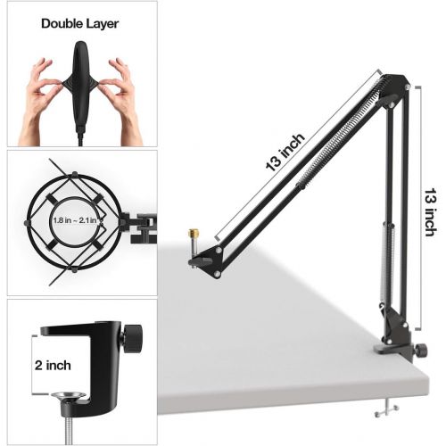  [아마존베스트]FIFINE TECHNOLOGY Fifine USB Streaming Microphone Kit, Condenser Studio Mic with Arm Stand & Pop Filter for Podcast Vocal Recording Singing YouTube Gaming Voice Over, Directional Computer Mic for PC