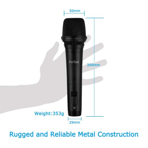  FIFINE TECHNOLOGY FIFINE Dynamic Vocal Microphone Cardioid Handheld Microphone with OnOff Switch for Karaoke, Live vocal, Speech etc. includes 19ft XLR to 14 cable(K8)