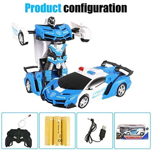  [아마존베스트]FIGROL Transform Car Robot, Robot Deformation Car Model Toy for Children, Transforming Robot Remote Control Car with One Button Transformation & Realistic Engine Sounds &360 Speed