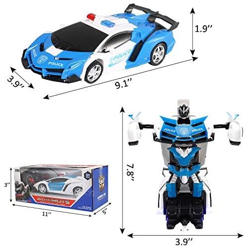  [아마존베스트]FIGROL Transform Car Robot, Robot Deformation Car Model Toy for Children, Transforming Robot Remote Control Car with One Button Transformation & Realistic Engine Sounds &360 Speed