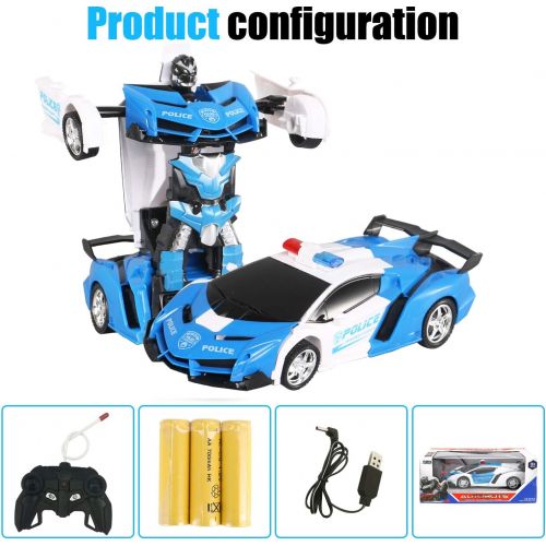  [아마존베스트]FIGROL Transform Car Robot, Robot Deformation Car Model Toy for Children, Transforming Robot Remote Control Car with One Button Transformation & Realistic Engine Sounds &360 Speed