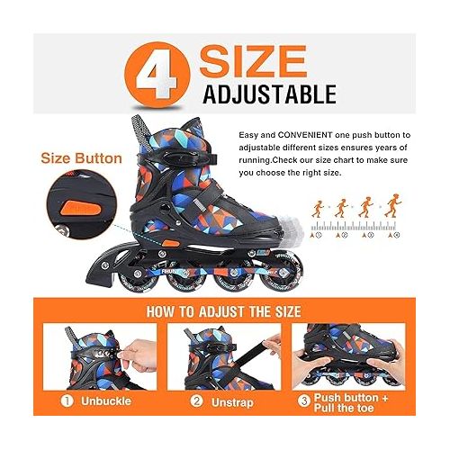  Adjustable Inline Skates for Kids and Adults with Light Up Wheels,Roller Skates for Girls and Boys,Women