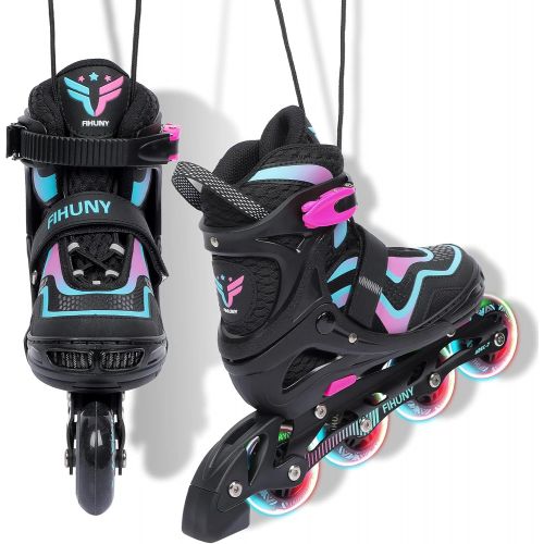  FIHUNY Adjustable Inline Skates for Kids with Light up Wheels ,Roller Blades Skates for Girls and Boys,Women