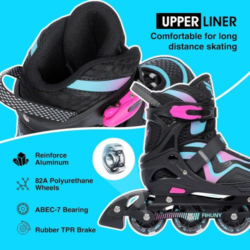  FIHUNY Adjustable Inline Skates for Kids with Light up Wheels ,Roller Blades Skates for Girls and Boys,Women