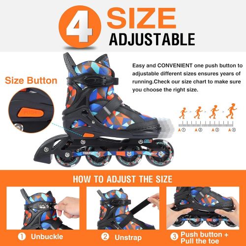  FIHUNY Adjustable Inline Skates for Kids with Light up Wheels ,Roller Blades Skates for Girls and Boys,Women