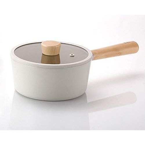  NEOFLAM FIKA Sauce Pan for Stovetops and Induction Wood Handle and Glass Lid Made in Korea (7 / 1.7qt)