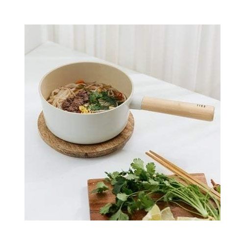  NEOFLAM FIKA Sauce Pan for Stovetops and Induction Wood Handle and Glass Lid Made in Korea (7 / 1.7qt)