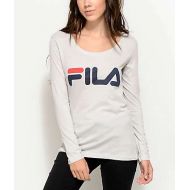 FILA Logo Long Sleeve Light Grey T-Shirt