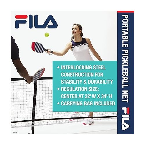  FILA Accessories Pickleball Net - Pickle Ball Game with Net Regulation Size 22 ft - All-Weather Pickle Ball Mesh Net - Includes Carry Bag - Durable, Quick & Easy Setup