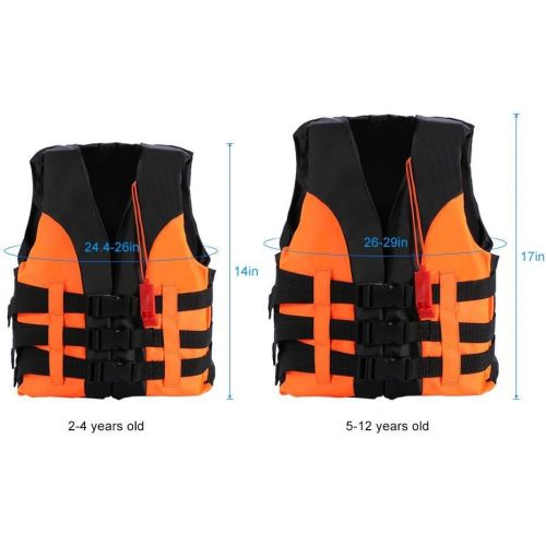  Filfeel Kids Life Vest, Swimming Boating Drifting Aid Jacket with Whistle for Child 2-12 Years Old