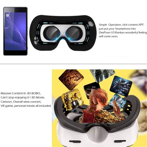  FILIND Virtual Reality Glasses Headset Head-Mounted Glasses 3D Glasses Home Theater 3D Video VR Glasses VR Headset TV Movies & Video Games Universal