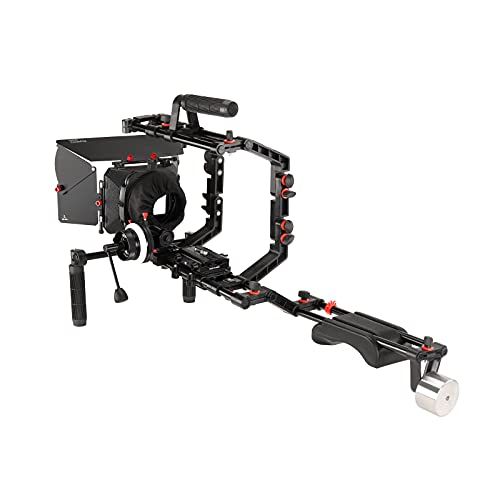  FILMCITY DSLR Camera Cage Shoulder Mount Rig Kit (FC-03) with Follow Focus & Matte Box Shoulder Stabilizer Support for Video DV Camcorder HD DSLR Best Affordable Kit