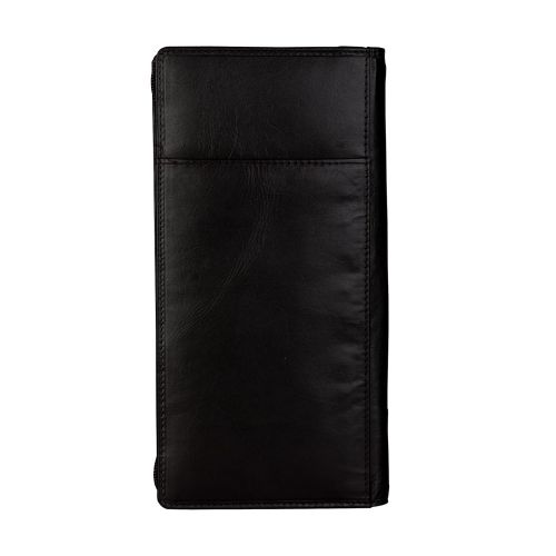  FINELAER Finelaer Men Dark Brown Leather Travel Zip Around Wallet