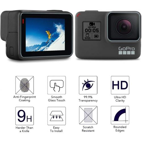 [아마존베스트]FINENIC Compatible for GoPro Hero 7(Black)/6/5 Lens Protector case Accessories, Screen Protector Film+Tempered Glass Lens Protection Film+Lens Cover Lens Cap Accessories 【6-Pack】【B