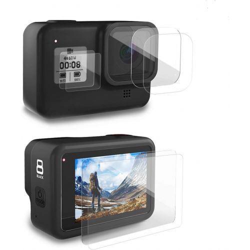  [6pcs] FINEST+ Screen Protector for GoPro Hero 8 Black Tempered Glass Screen Protector + Tempered Glass Lens Protector +Small Display Film for Go Pro Hero8 Action Camera