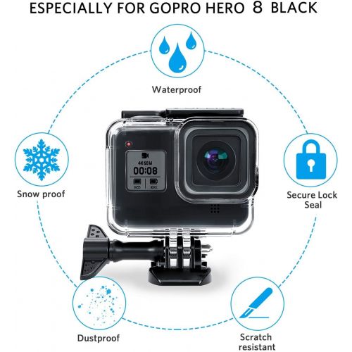  [아마존베스트]FINEST+ 60m Waterproof Housing Case for GoPro Hero 8 Black Diving Protective Housing Shell with Bracket Accessories for Go Pro Hero8 Action Came Rubber Material Pins Protect The Po