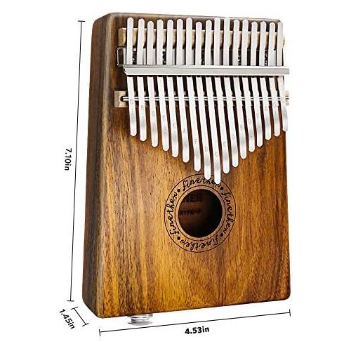  [아마존베스트]Kalimba Instrument 17 Keys Thumb Piano Koa Wood Body Ore Metal Tines with Pickup Jack, Tuning Tool and Carry Bag by Finether