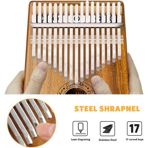  [아마존베스트]Kalimba Instrument 17 Keys Thumb Piano Koa Wood Body Ore Metal Tines with Pickup Jack, Tuning Tool and Carry Bag by Finether