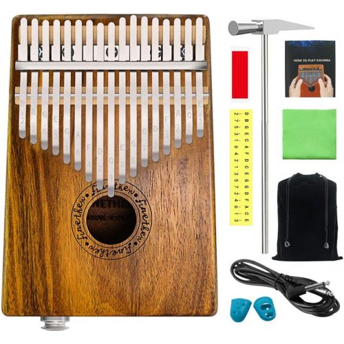  [아마존베스트]Kalimba Instrument 17 Keys Thumb Piano Koa Wood Body Ore Metal Tines with Pickup Jack, Tuning Tool and Carry Bag by Finether