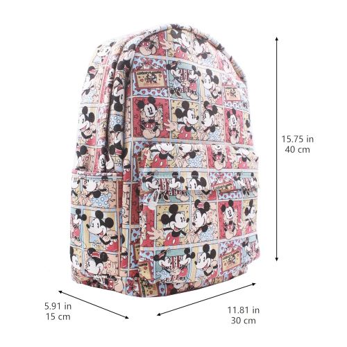  FINEX Mickey Mouse & Minnie Mouse Comic Style Canvas Classic Cartoon Casual Backpack with 15 inch Laptop Storage Compartment for College Sport Bag