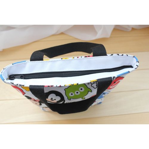  FINEX Finex Set of 2 Tsum Tsum Canvas Zippered Tote with Top Carry Handles Bag - Gym Makeup Diaper Reusable Grocery Lunch (Random Color)