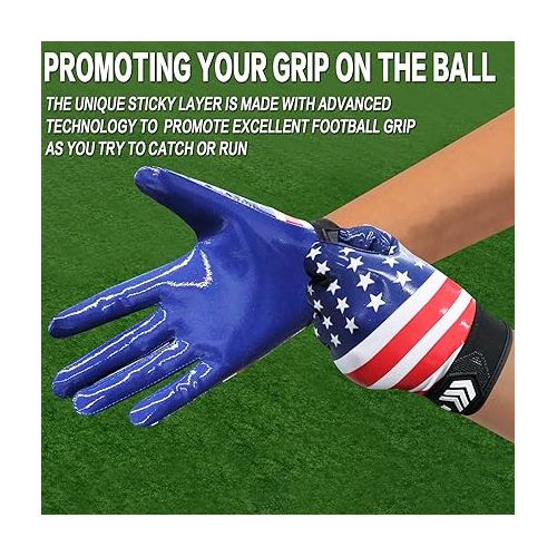  FINGER TEN Football Receiver Gloves Men Adult Receiving Gloves Pro 2.0 Grip Gloves Breathable in USA White Red Black Blue Small Large Medium X-Large