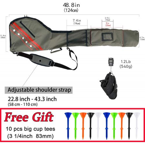  FINGER TEN Golf Club Carry Bags Sunday Bag Thick Waterproof Lightweight Foldable with Free Plastic Tees, Durable Clubs Travel Carrier Case Driving Range Practice Training Gift for Men Women G