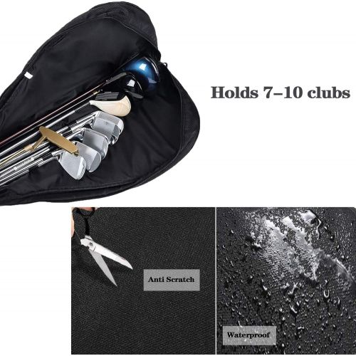  FINGER TEN Golf Club Carry Bags Sunday Bag Thick Waterproof Lightweight Foldable with Free Plastic Tees, Durable Clubs Travel Carrier Case Driving Range Practice Training Gift for Men Women G