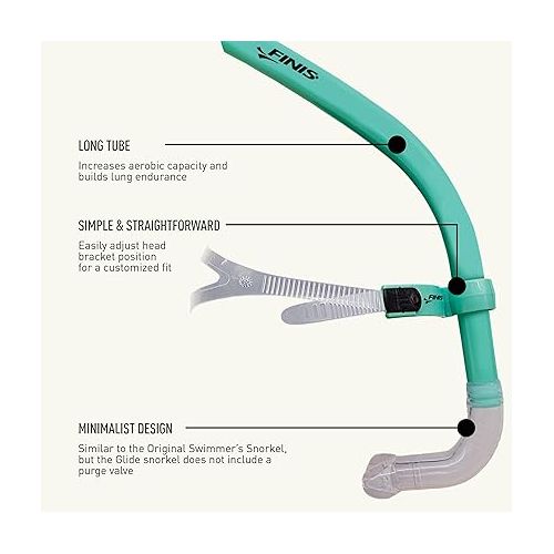  FINIS Glide Center-Mount Snorkel - Snorkeling Gear for Adults - Adjustable Swim Snorkel for Lap Swimming - Swim Gear for Pool and Swimming Accessories