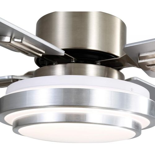  Indoor Ceiling Fan Light Fixtures - FINXIN Remote LED 48 Brushed Nickel Ceiling Fans For Bedroom,Living Room,Dining Room Including Motor,Remote Switch (48 4-Blades)