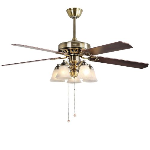  Indoor Ceiling Fan Light Fixtures - FINXIN FXCF09 (2018 New Design) Vintage New Bronze Remote 52 Ceiling Fans For Bedroom,Living Room,Dining Room Including Motor,5-Light,5-Blades,S