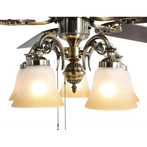  Indoor Ceiling Fan Light Fixtures - FINXIN FXCF03 (New Style) New Bronze Remote LED 52 Ceiling Fans For Bedroom,Living Room,Dining Room Including Motor,5-Light,5-Blades,Remote Swit