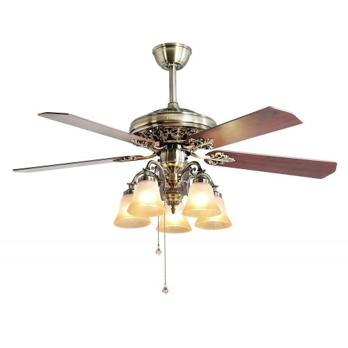  Indoor Ceiling Fan Light Fixtures - FINXIN FXCF03 (New Style) New Bronze Remote LED 52 Ceiling Fans For Bedroom,Living Room,Dining Room Including Motor,5-Light,5-Blades,Remote Swit