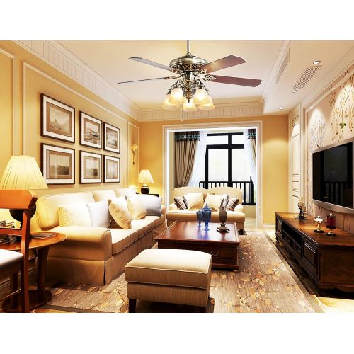  Indoor Ceiling Fan Light Fixtures - FINXIN FXCF03 (New Style) New Bronze Remote LED 52 Ceiling Fans For Bedroom,Living Room,Dining Room Including Motor,5-Light,5-Blades,Remote Swit