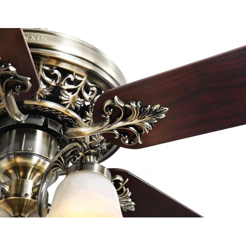  Indoor Ceiling Fan Light Fixtures - FINXIN FXCF03 (New Style) New Bronze Remote LED 52 Ceiling Fans For Bedroom,Living Room,Dining Room Including Motor,5-Light,5-Blades,Remote Swit