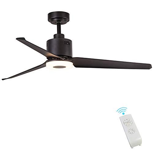  Indoor Ceiling Fan Light Fixtures - FINXIN Black Remote LED 52 Ceiling Fans For Bedroom,Living Room,Dining Room Including Motor,3-Blades,Remote Switch (Black)