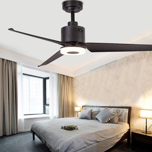  Indoor Ceiling Fan Light Fixtures - FINXIN Black Remote LED 52 Ceiling Fans For Bedroom,Living Room,Dining Room Including Motor,3-Blades,Remote Switch (Black)