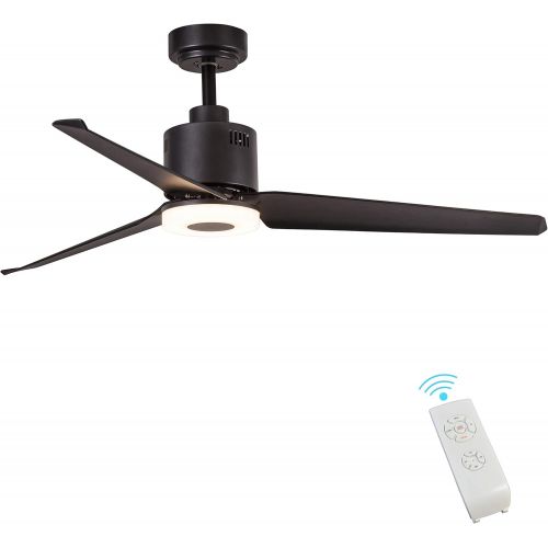  Indoor Ceiling Fan Light Fixtures - FINXIN Black Remote LED 52 Ceiling Fans For Bedroom,Living Room,Dining Room Including Motor,3-Blades,Remote Switch (Black)