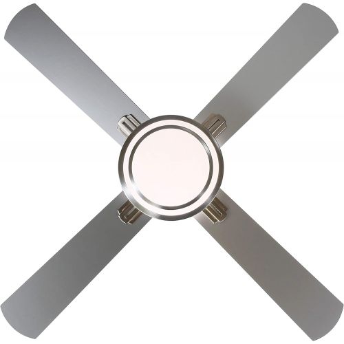  Indoor Ceiling Fan Light Fixtures - FINXIN Remote LED 52 Brushed Nickel Ceiling Fans For Bedroom,Living Room,Dining Room Including Motor,Remote Switch (4-Blades)