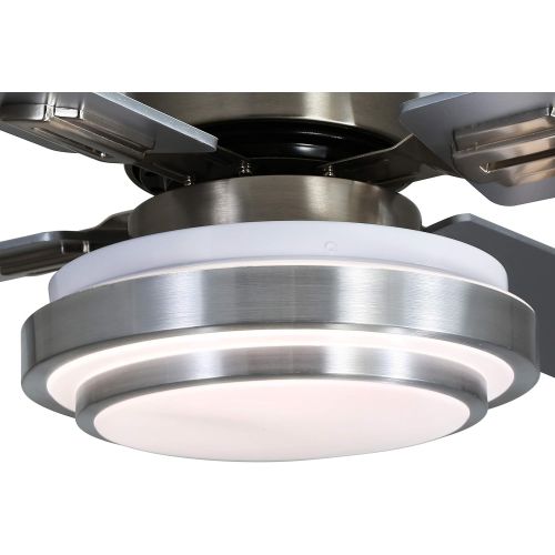  Indoor Ceiling Fan Light Fixtures - FINXIN Remote LED 52 Brushed Nickel Ceiling Fans For Bedroom,Living Room,Dining Room Including Motor,Remote Switch (4-Blades)