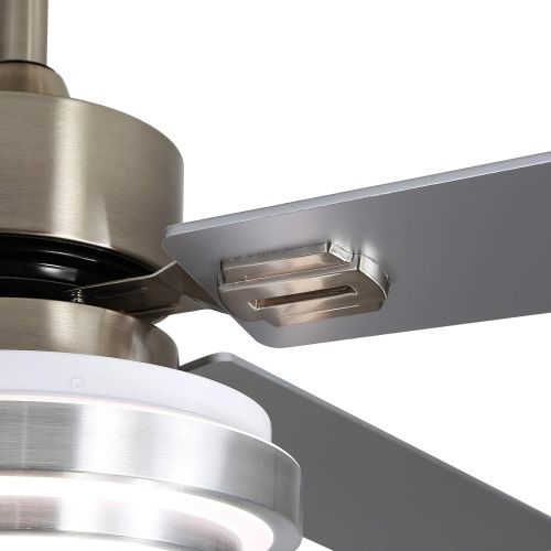  Indoor Ceiling Fan Light Fixtures - FINXIN Remote LED 52 Brushed Nickel Ceiling Fans For Bedroom,Living Room,Dining Room Including Motor,Remote Switch (4-Blades)