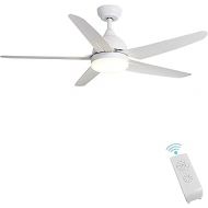 Indoor Ceiling Fan Light Fixtures - FINXIN White Remote LED 52 Ceiling Fans For Bedroom,Living Room,Dining Room Including Motor,5-Blades,Remote Switch (5-Blades)