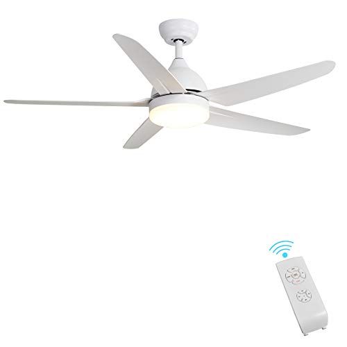  Indoor Ceiling Fan Light Fixtures - FINXIN White Remote LED 52 Ceiling Fans For Bedroom,Living Room,Dining Room Including Motor,5-Blades,Remote Switch (5-Blades)